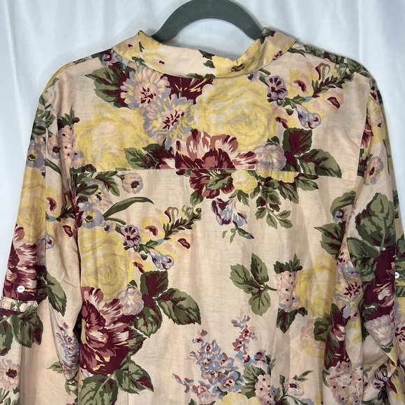 Soft Surroundings Women’s XLP Silk Artsy Blouse Breezy Boho Button Up Tunic Top - Picture 5 of 10